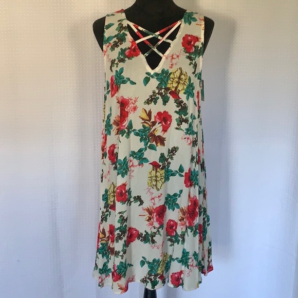 Umgee Sleeveless Floral Print Dress Size Med NWT - Picture 1 of 8